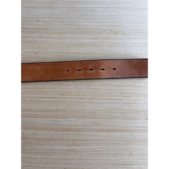 Nocona Belt Brown Leather 30 Stitching Lacing Tooled Western Brass Tone Buckle - Picture 5 of 9